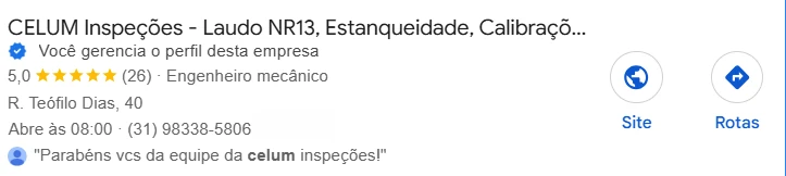 celum a melhor empresa de inspeção nr13